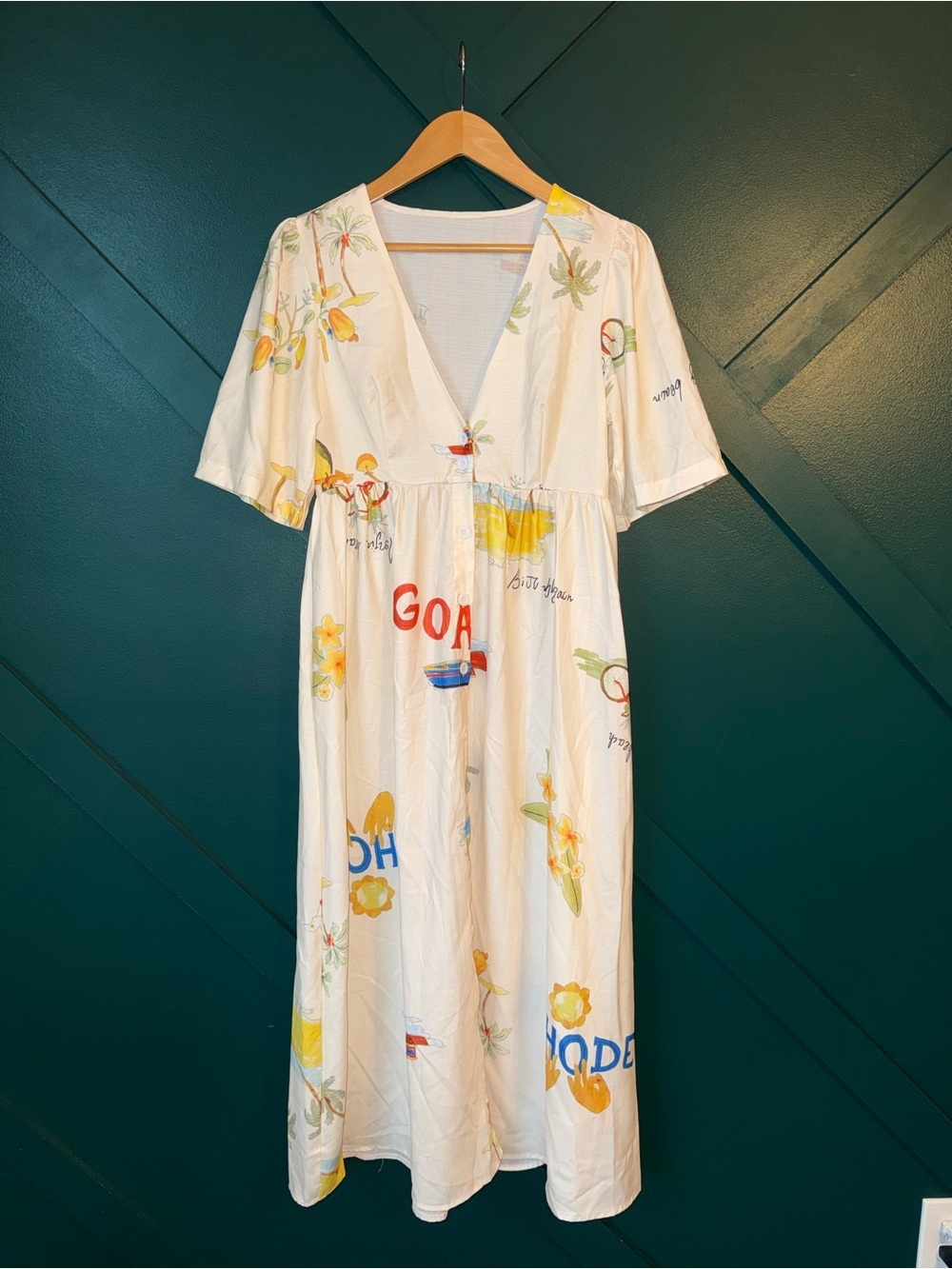 Unique Holiday Folk Floral Print Puff Sleeve Boho Elegance Festival Midi Dress